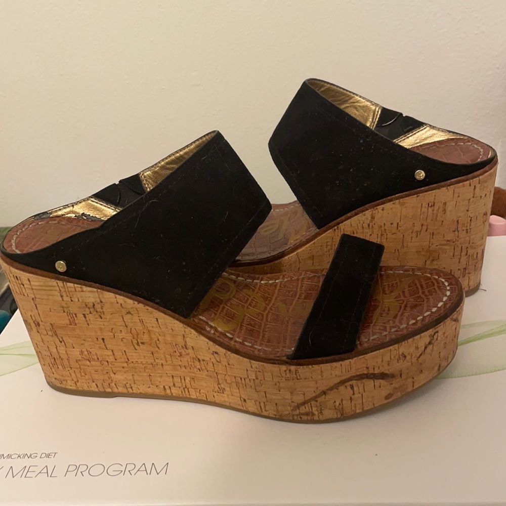 Black Same Edelman Cork Wedges